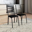 Ver imagem 5 de Conjunto Sala de Jantar Mesa Redonda 80cm Tampo Granito com 4 Cadeiras Milla Preto/Ocre
