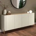 Ver imagem 1 de Buffet Mdf com Gaveta e Porta Brise L180 X A81,5cm Louro/luna/dourado F831b