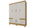 Ver imagem 3 de Guarda-roupa Ms 6 Portas 2 Gavetas Design Moderno Quarto Casal/solteiro Cor Freijo/off White