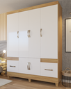 Ver imagem 2 de Guarda-roupa Ms 6 Portas 2 Gavetas Design Moderno Quarto Casal/solteiro Cor Freijo/off White
