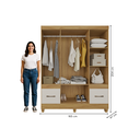 Ver imagem 6 de Guarda-roupa Ms 6 Portas 2 Gavetas Design Moderno Quarto Casal/solteiro Cor Freijo/off White
