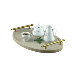 Bandeja Cantinho Café Decorativa da Manhã Escritório 46x26:champanhe/dourado - 5