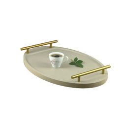 Bandeja Cantinho Café Decorativa da Manhã Escritório 46x26:champanhe/dourado - 3