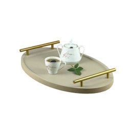 Bandeja Cantinho Café Decorativa da Manhã Escritório 46x26:champanhe/dourado - 2
