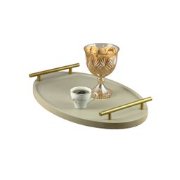 Bandeja Cantinho Café Decorativa da Manhã Escritório 46x26:champanhe/dourado - 4