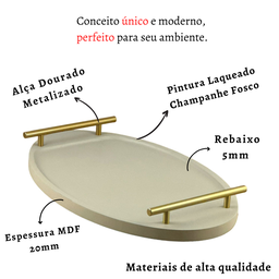 Bandeja Cantinho Café Decorativa da Manhã Escritório 46x26:champanhe/dourado - 7
