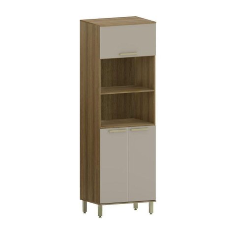 Paneleiro 70cm 3 Portas com 2 Nichos para Microondas Isis Lu Avelã-mocca Laca