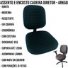 Conjunto Assento e Encosto Diretor Courvin Arkab com Costura - 2