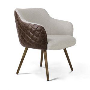 Poltrona Dekorien Jade Matelassê Facto Whisky/linho Areia Alto Acabamento