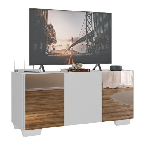 Rack Tv até 32 Polegadas com Espelhos 3 Portas Multimóveis Mp1079 Branco