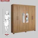 Ver imagem 4 de Guarda Roupa Casal 6 Portas com Espelho e 3 Gavetas York - Amêndola Touch Amêndola Touch