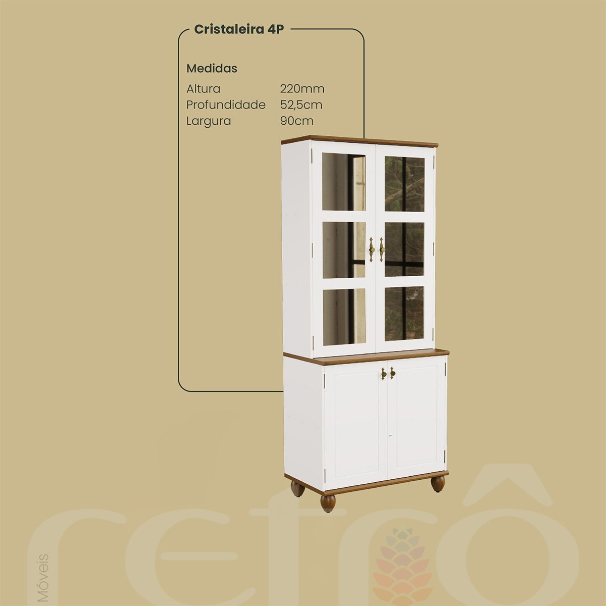 Cozinha Compacta Retrô 4 Peças Off/white Nogueira Modelo 005 - 7