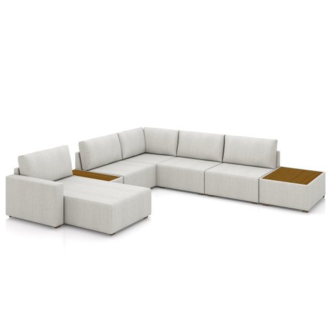 Sofá de Canto Chaise 5 Lugares 291cm Bristol M22 Linho Cru - Mpozenato
