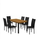 Ver imagem 2 de Mesa Monaco 160x80cm Tampo MDF com 6 Cadeiras Tokio Marrom/Preto/Nature