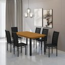 Ver imagem 1 de Mesa Monaco 160x80cm Tampo MDF com 6 Cadeiras Tokio Marrom/Preto/Nature