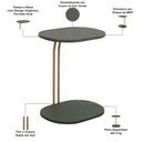 Ver imagem 3 de Mesa Lateral Orgânica para Sala Living Shely L06 Couro Verde - Lyam Decor