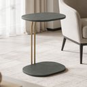 Ver imagem 1 de Mesa Lateral Orgânica para Sala Living Shely L06 Couro Verde - Lyam Decor