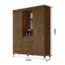 Ver imagem 4 de Guarda Roupa Casal 4 Portas com Espelho 3 Gavetas Castanho Wood Capri - Moval