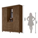 Ver imagem 3 de Guarda Roupa Casal 4 Portas com Espelho 3 Gavetas Castanho Wood Capri - Moval