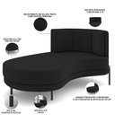 Ver imagem 3 de Sofá Chaise Longue Sala de Estar Living Lucca Esquerdo D02 Veludo Preto C-300 - Lyam Decor