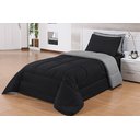 Ver imagem 1 de Kit Edredom Solteiro 4 Peças Perola Preto/cinza