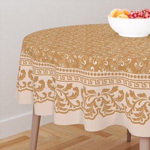 Toalha de Mesa Redonda 4 Lugares Arabescos Caramelo