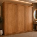 Ver imagem 1 de Guarda-Roupa Casal 100% MDF com 3 Portas de Correr e 2 Gavetas 182cm Multimóveis CR35534 Madeirado