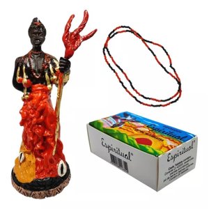Kit Defumador Espiritual + Imagem Resina Orixá 15 Cm + Guia