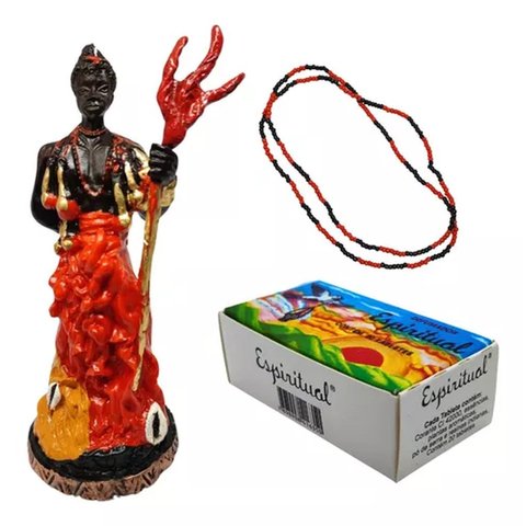 Kit Defumador Espiritual + Imagem Resina Orixá 15 Cm + Guia