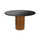 Ver imagem 1 de Mesa de Jantar Capri 6 Lugares Redonda MDF 120cm Amêndoa com Vidro