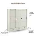 Ver imagem 5 de Guarda-Roupa 3 Portas de Correr Madeira Maciça Topázio Branco/Freijó