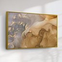 Ver imagem 2 de Quadro Decorativo Abstrato Marmorizado Marrom e Dourado