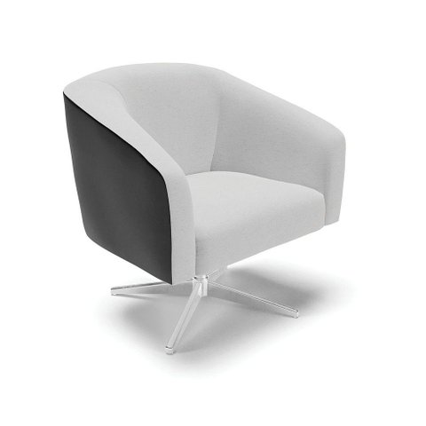 Cadeira Sala de Jantar Giratória Base Cromada Stella Pto/linho D03 - D'Rossi Cor Cinza
