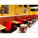 Ver imagem 2 de POLTRONA BOOTH 1,10 ACENTO E ENCOSTO 55 VERMELHO CAPITONE COSTURADO. BASE PRETO