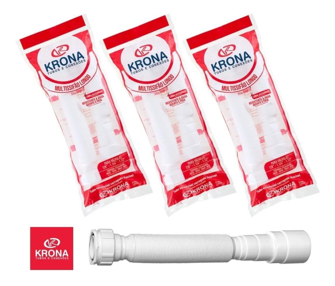 Kit 12 Sifão Sanfonado Universal Krona 0,73cm - 2