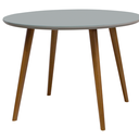 Ver imagem 2 de Mesa de Jantar Redonda Agnes Pés Palitos Amêndoa Tampo Fendi com Vidro Fendi Sobreposto 120 Cm