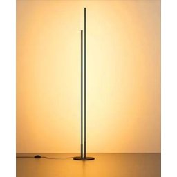 Luminária Chão Moderna Slim Linear Duplo Perfil Led Integrado 1,20m Base Redonda - 1,20m - Preta - 3