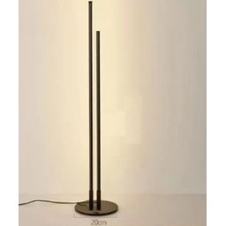 Luminária Chão Moderna Slim Linear Duplo Perfil Led Integrado 1,20m Base Redonda - 1,20m - Preta - 2