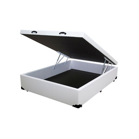 Cama Box Baú Casal Anka Star Sintético Branco 40x138x188