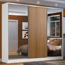 Ver imagem 1 de Guarda Roupa Casal 100% Mdf Madesa Zurique 3 Portas de Correr com Espelhos - Branco/rustic
