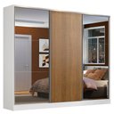 Ver imagem 3 de Guarda Roupa Casal 100% Mdf Madesa Zurique 3 Portas de Correr com Espelhos - Branco/rustic