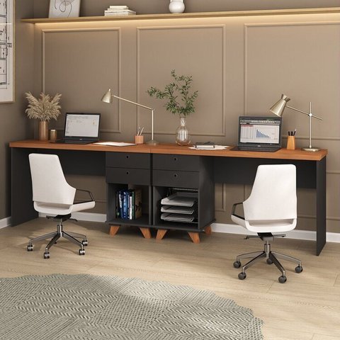 Kit Home Office e Escritório Completo para 2 Pessoas - 2 Peças Sky Retrô