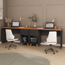 Ver imagem 1 de Kit Home Office e Escritório Completo para 2 Pessoas - 2 Peças Sky Retrô Preto/Freijó Artany