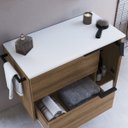 Ver imagem 3 de Conjunto Banheiro Gabinete 80cm e Espelheira Mel/branco Cj8020