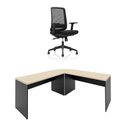 Ver imagem 2 de Mesa de Escritório em L 140x60cm com Conexão + Cadeira de Escritório Netflex Ergonômica Reclinável