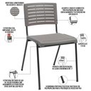 Ver imagem 3 de Kit 06 Cadeiras Empilhável Fixa Escritório Multiuso Base Preta Kimi P03 Basalto - Lyam Decor