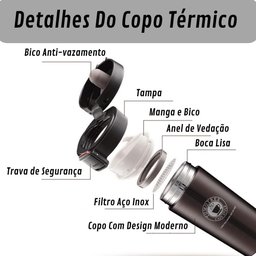 Copo Térmico Café Aço Inox Caneca A Vácuo Vacuum Chá 380 ml:BRANCO - 3