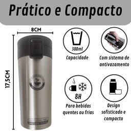 Copo Térmico Café Aço Inox Caneca A Vácuo Vacuum Chá 380 ml:BRANCO - 4