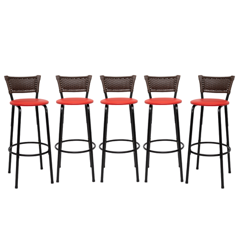 Kit 5 Banquetas para Cozinha Banco Alto Junco Argila Balcão Ilha Bancada Bares Piscina Área Gourmet
