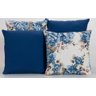 Kit com 4 Almofadas Decorativas Estampa Flores Azuis - 1